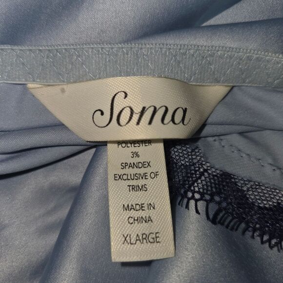 Soma Satin & Lace Celestial Blue Chemise Nightgown Size XL - Picture 8 of 8